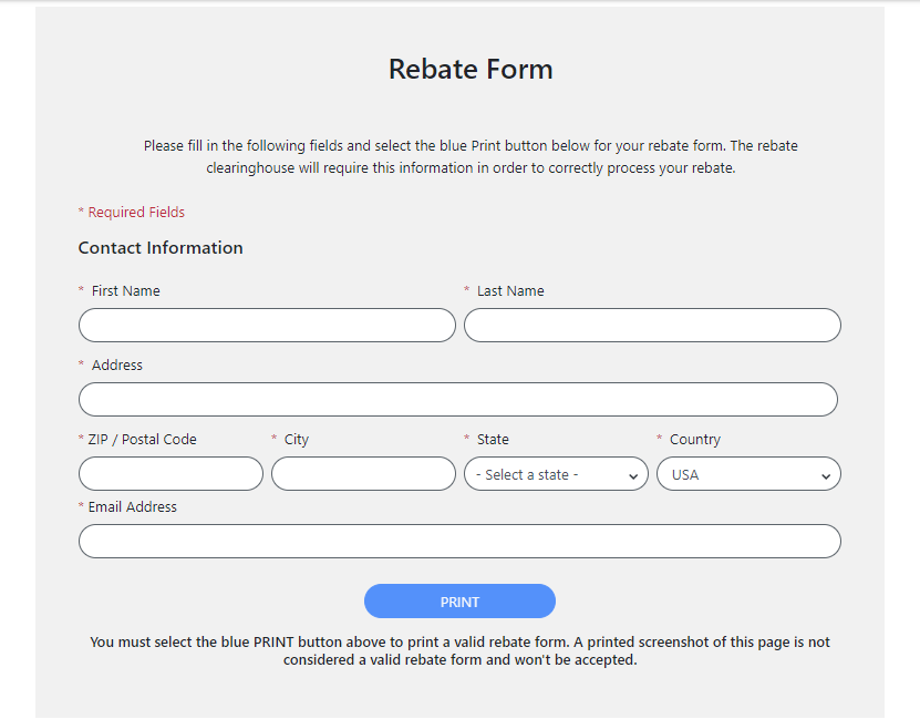 Blank Menards Rebate Form