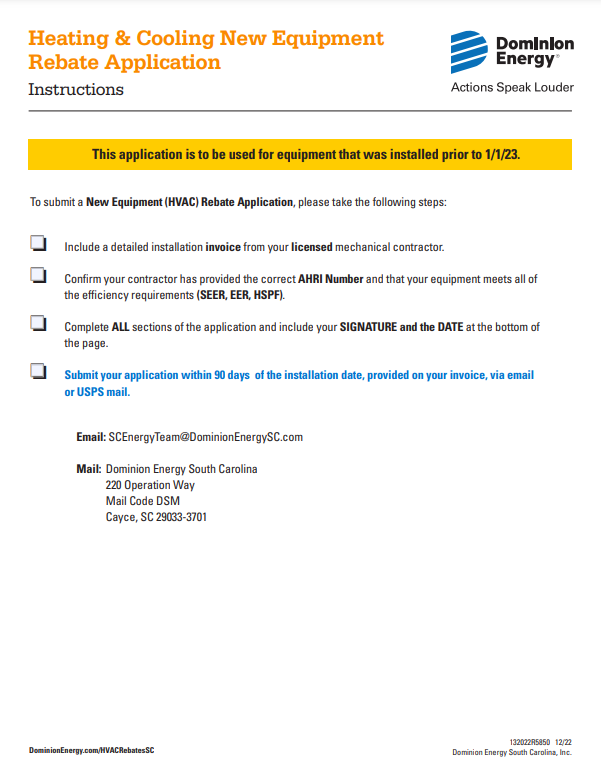 Dominion Energy Rebate Form