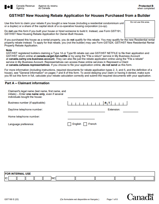 Ontario New Housing Rebate Form