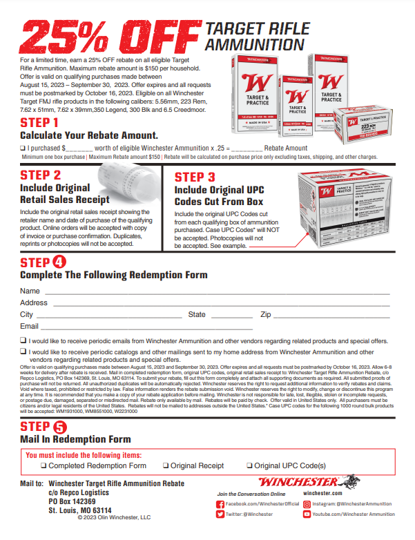 Winchester Rebate Form