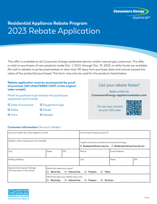 Consumers Energy Rebate Form 2023