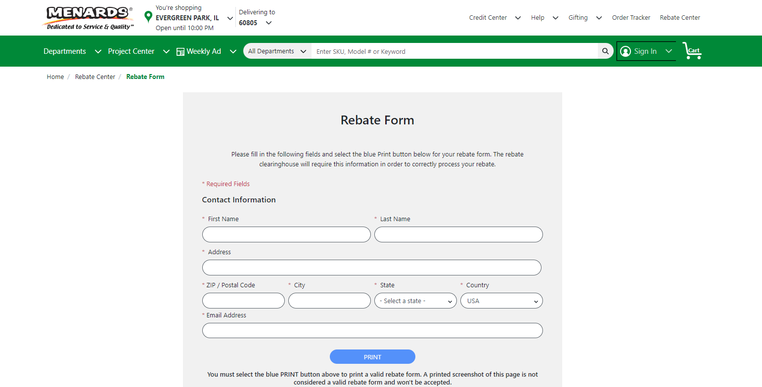 Menards 11% Rebate Form Printable 2023