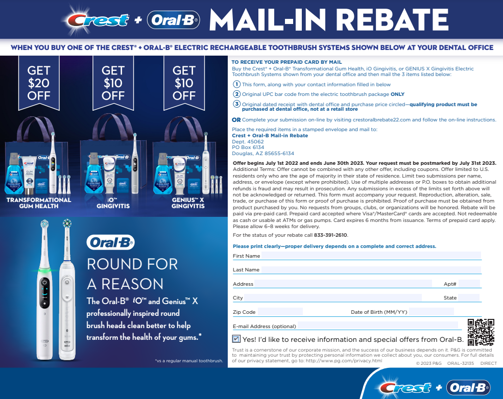 Printable Oral B Rebate Form 2023