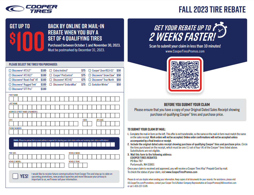 Cooper Tire Rebate Form 2023