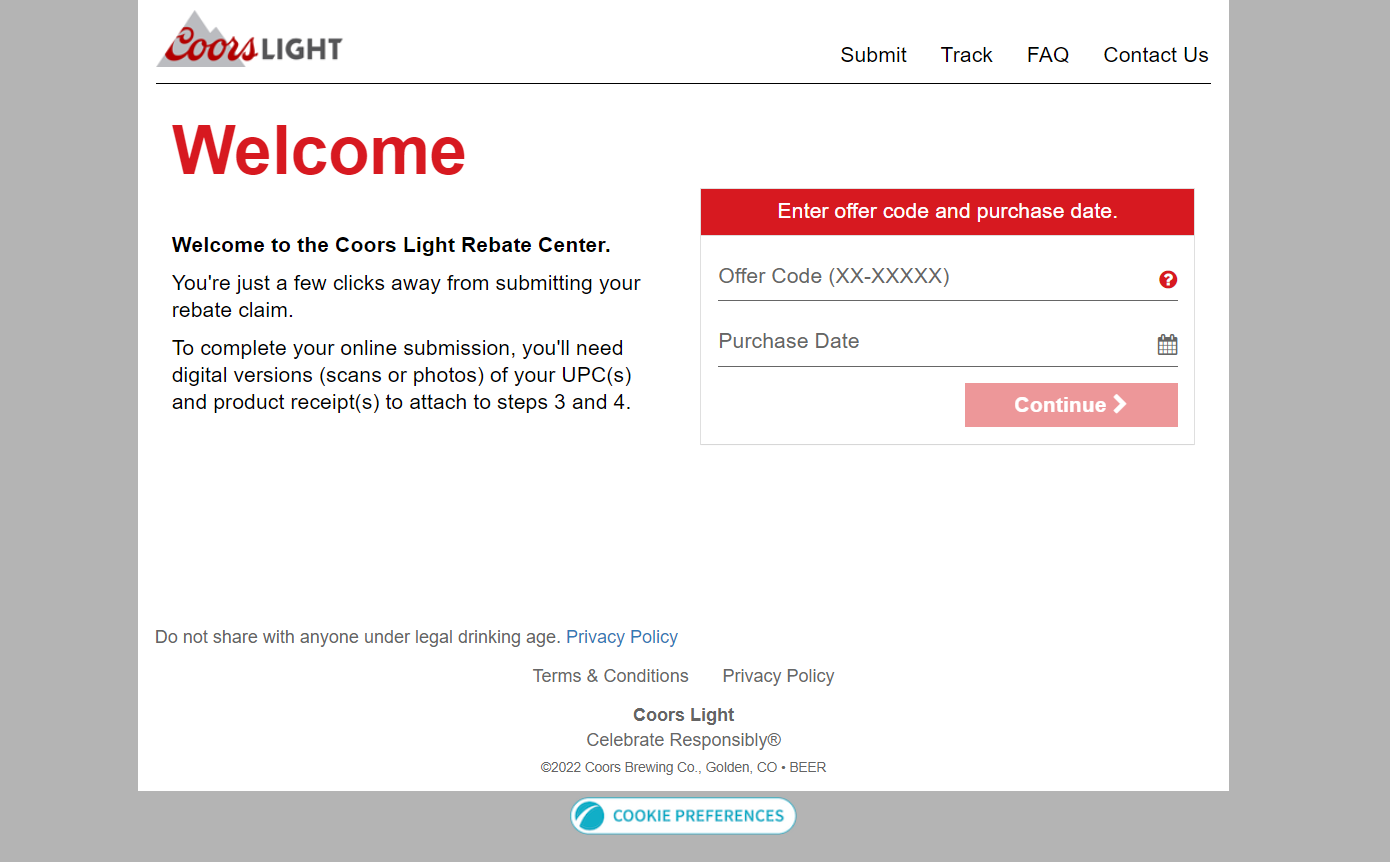 Coors Light Rebate Form Printable