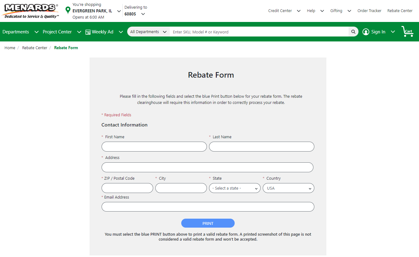 Menards 11% Rebate Form