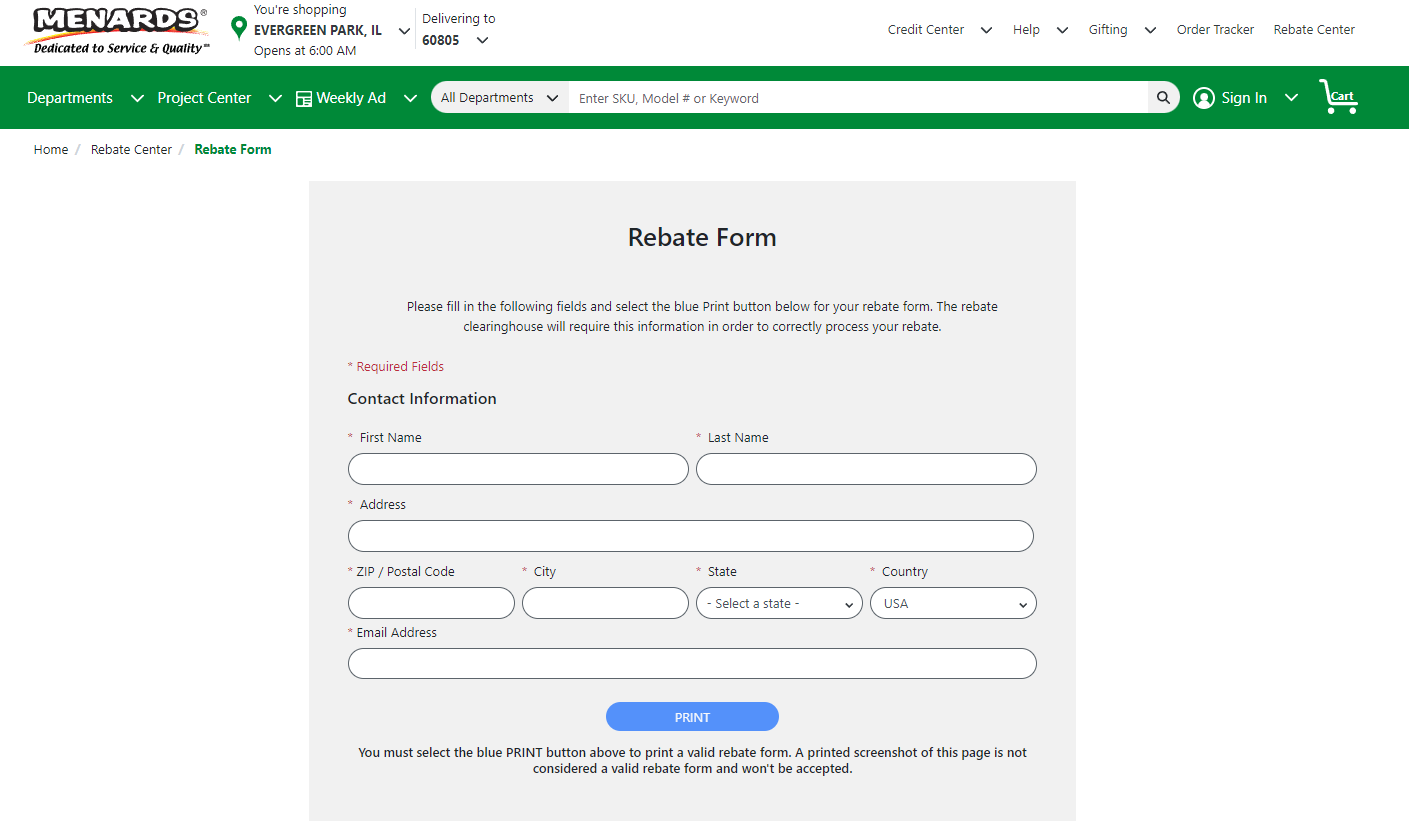 Menards Printable Rebate Form