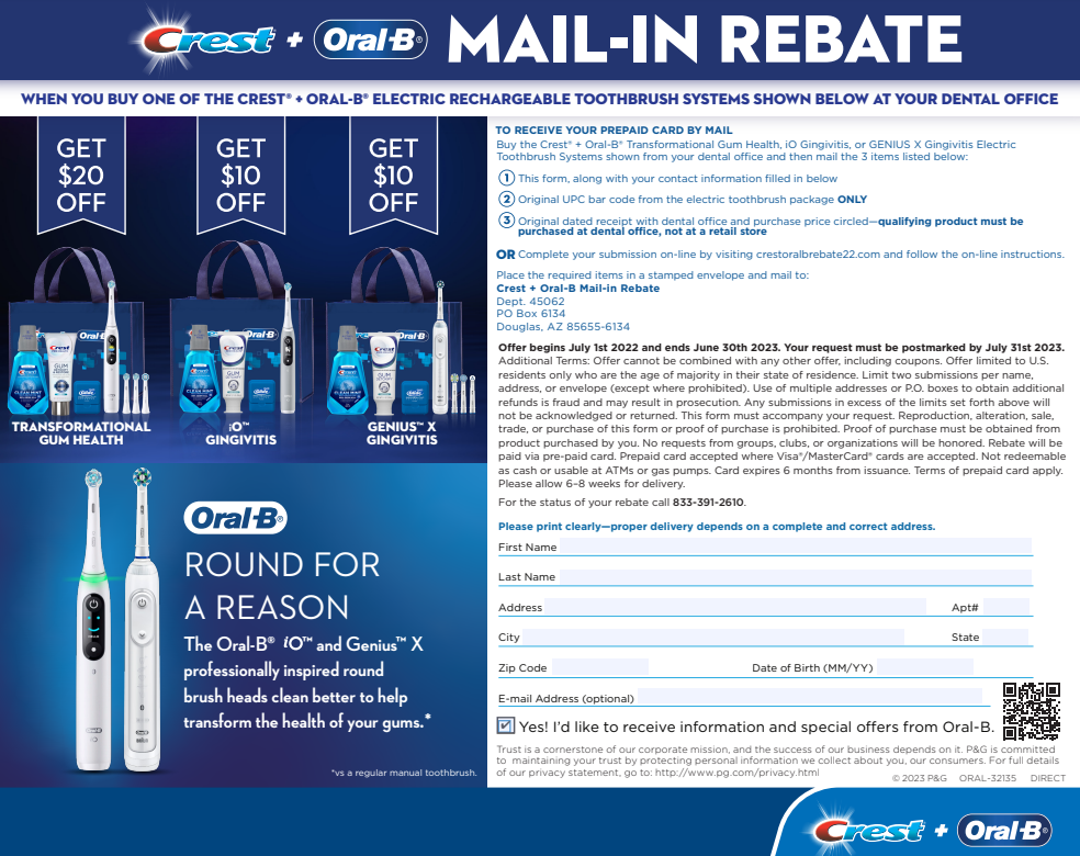 Oral B Io Rebate Form