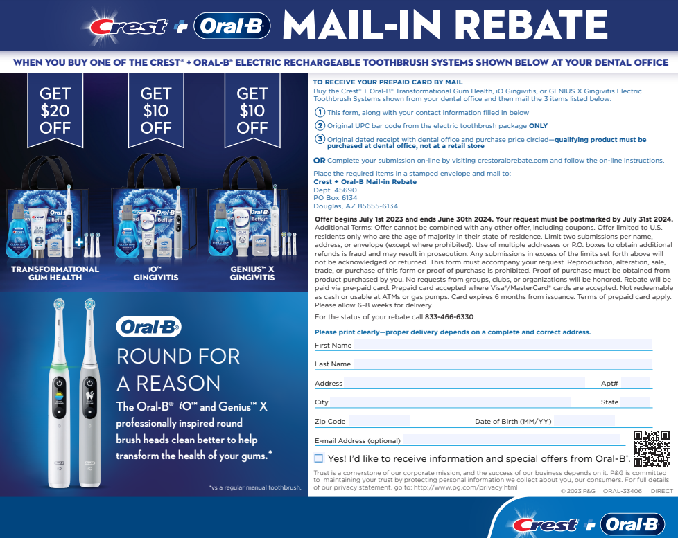 Oral B Io Rebate Form Oral B Io Rebate Form