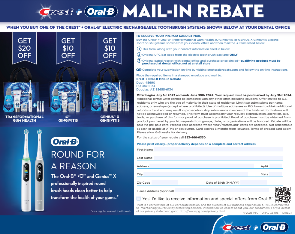 Oral B Rebate Form 2024