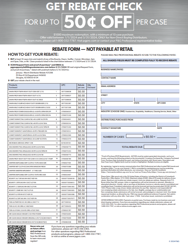 P And G Rebate Forms 2024