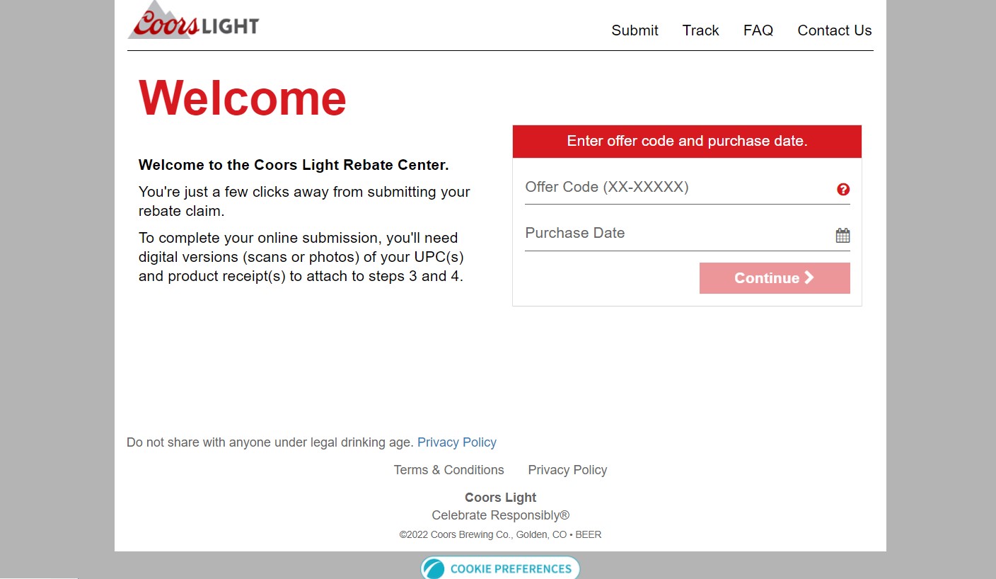 Coors Light Rebate Code 2024