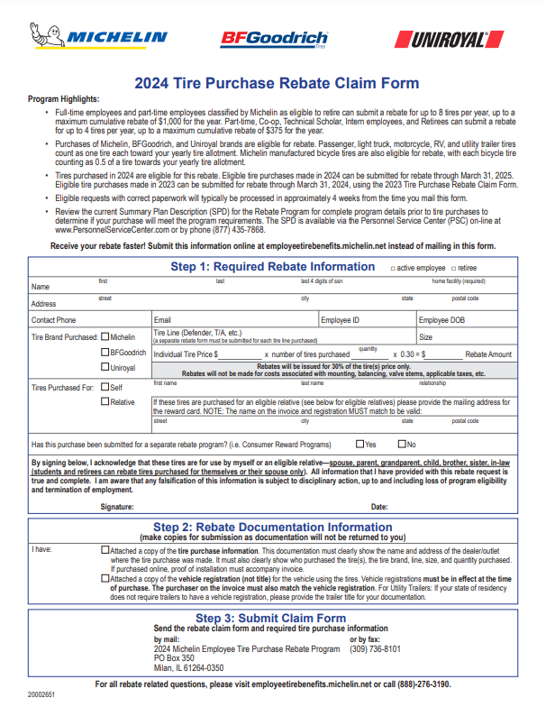 Michelin Tire Rebate Form 2024 Michelin Tire Rebate Form 2024