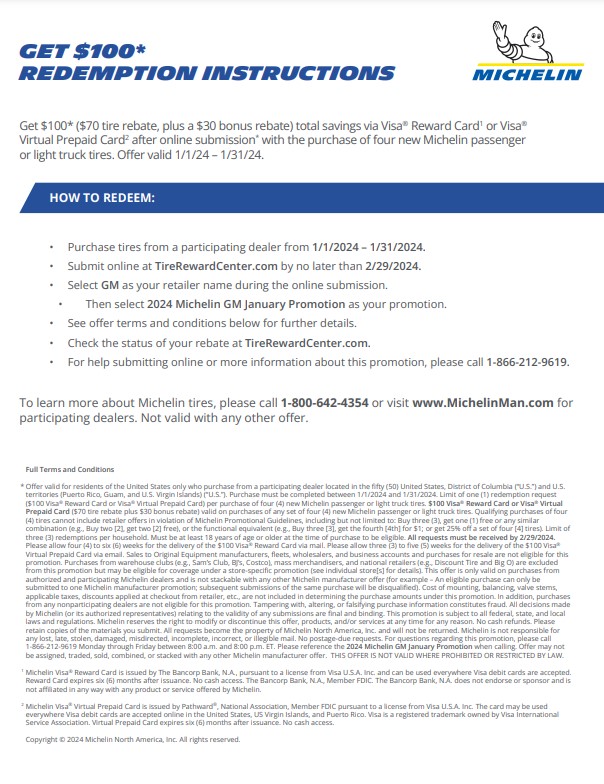 Michelin Tire Rebate Form