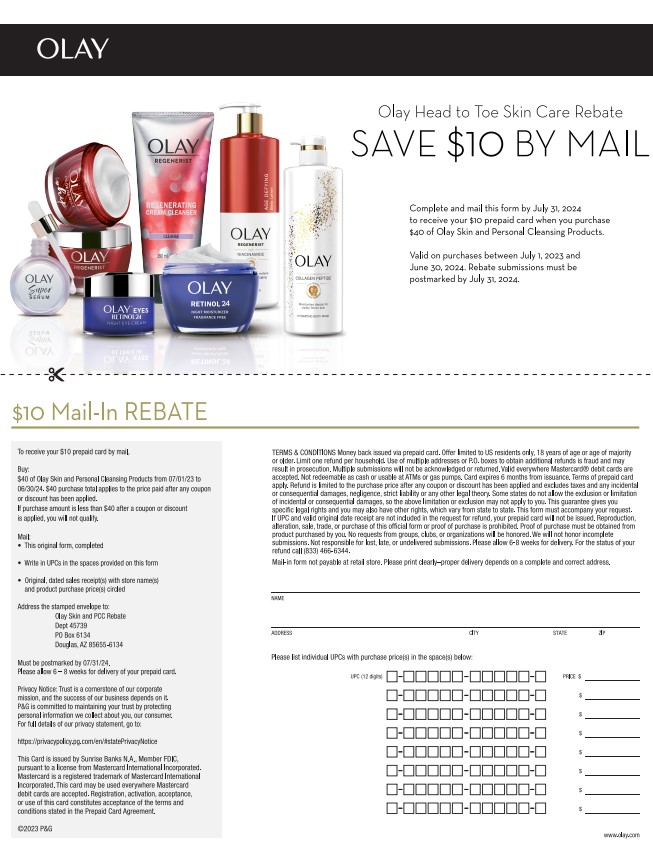 Olay Rebate Form