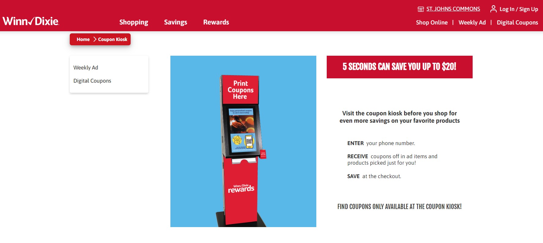 Kiosk Rebate Winn Dixie