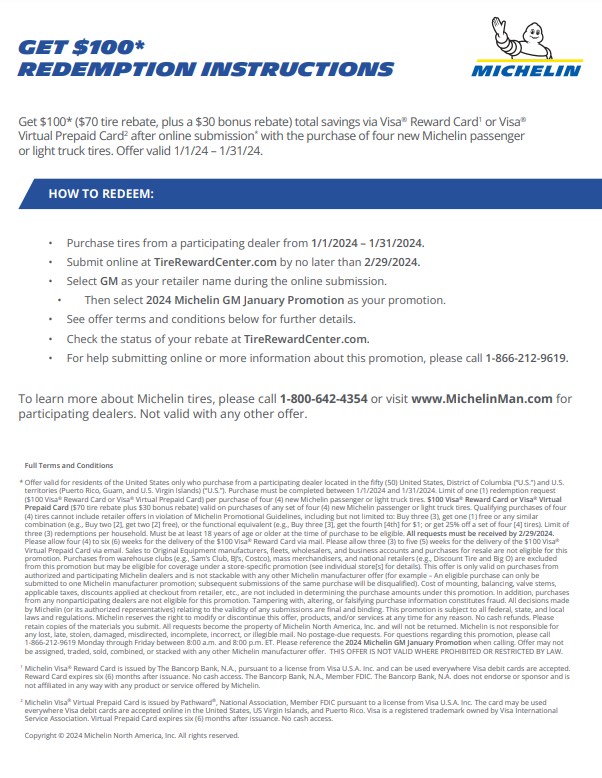 Michelin Tire Rebate Form 2024