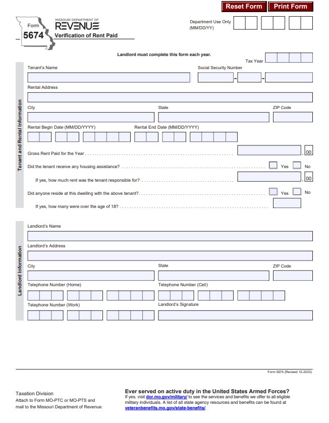 Missouri Renters Rebate Form 2024