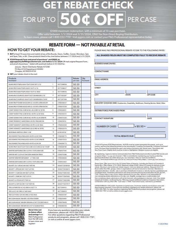 P And G Rebates Forms Printable