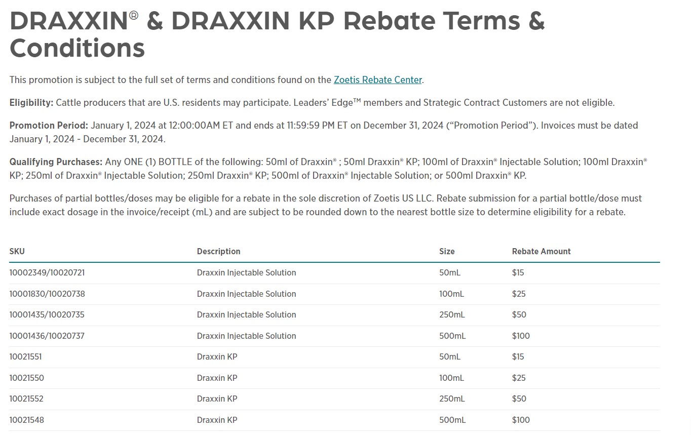 Draxxin Rebate Form