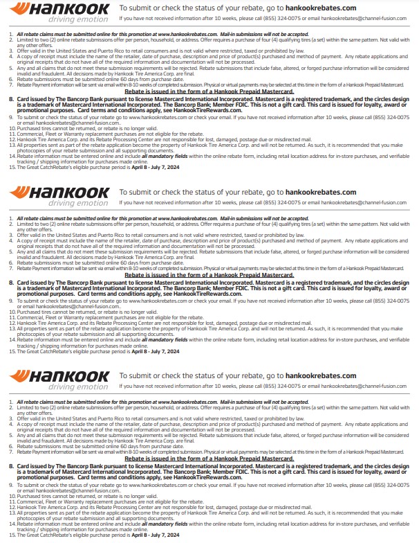 Hankook Rebate Form 2024
